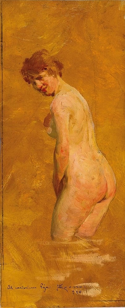Bozzetto con nudo femminile al bagno